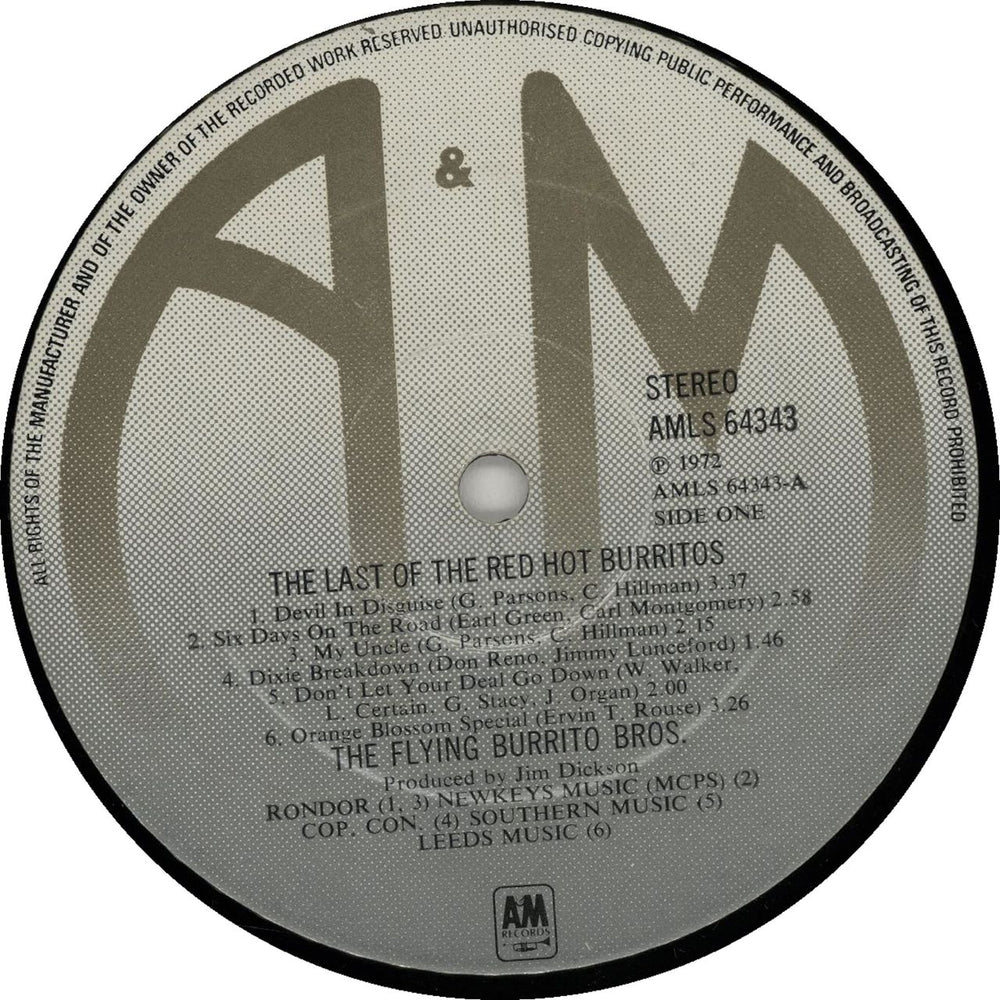 The Flying Burrito Brothers Last Of The Red Hot Burritos - 2nd UK vinyl LP album (LP record)