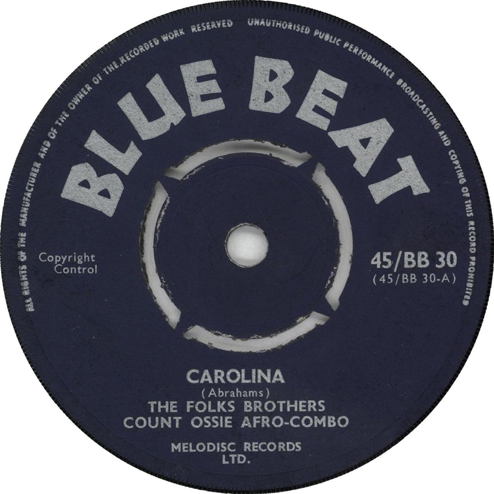 The Folkes Brothers Carolina - 4pr UK 7" vinyl single (7 inch record / 45) 45/BB30