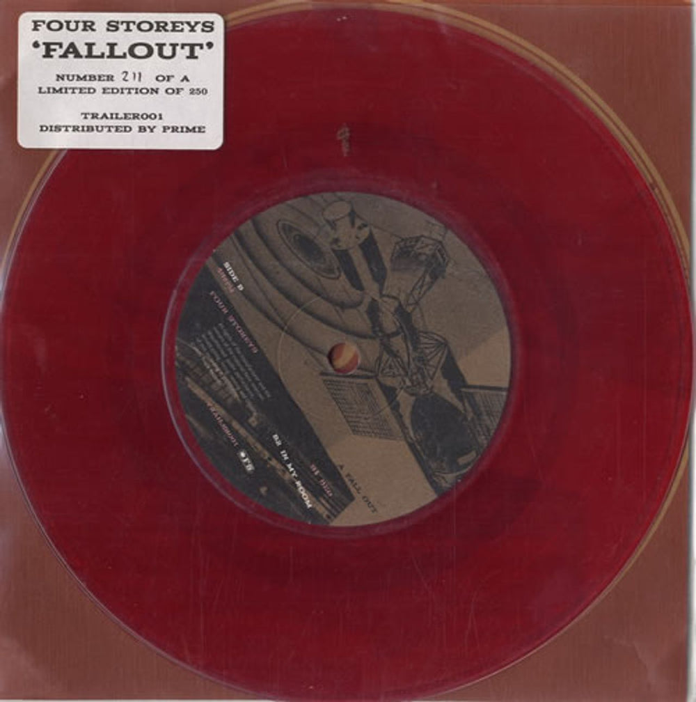 The Four Storeys Fallout - Red Vinyl UK 7" vinyl single (7 inch record / 45) TRAILER001