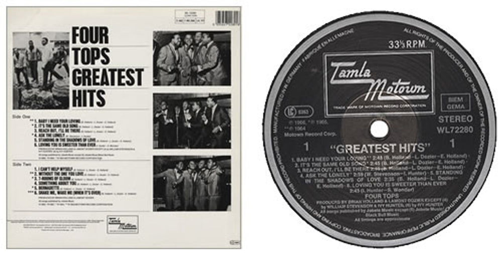 The Four Tops Greatest Hits German vinyl LP album (LP record) FTPLPGR261276