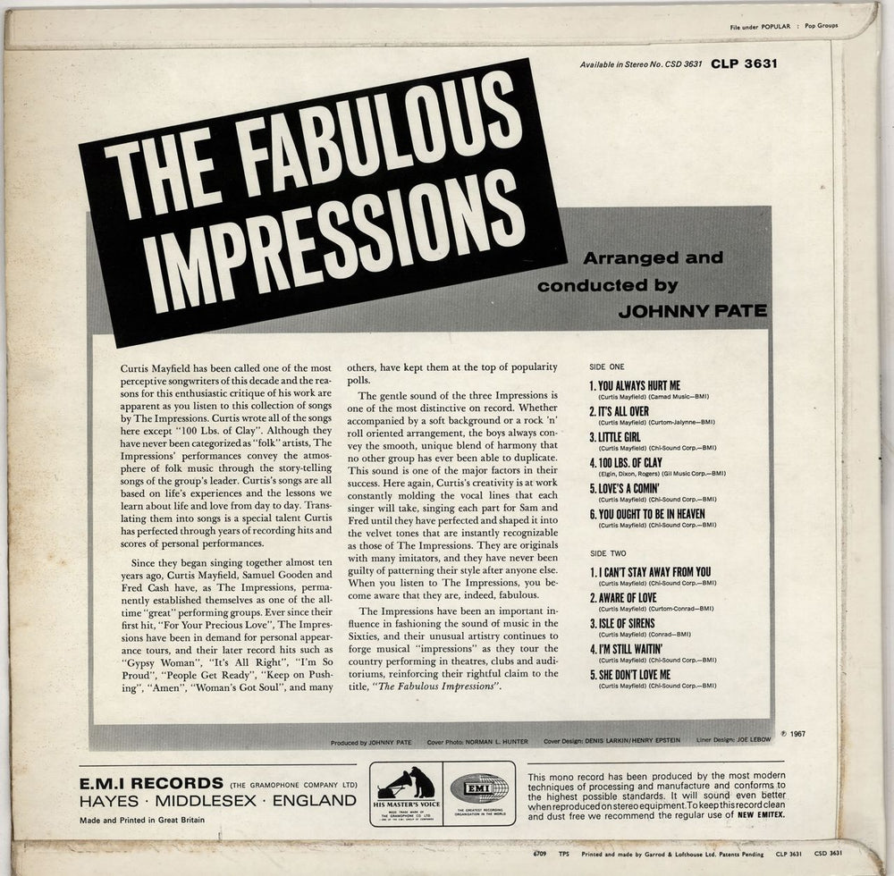 The Impressions The Fabulous Impressions UK vinyl LP album (LP record)