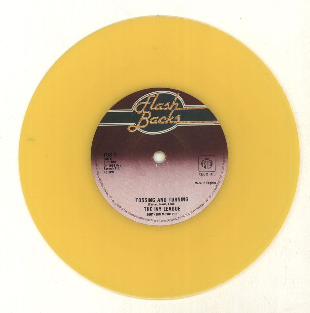 The Ivy League Tossin' And Turnin' - Yellow - Solid UK 7" vinyl single (7 inch record / 45) IVL07TO622749