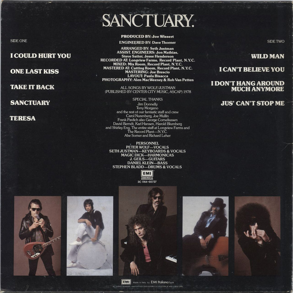 The J. Geils Band Sanctuary Italian vinyl LP album (LP record)