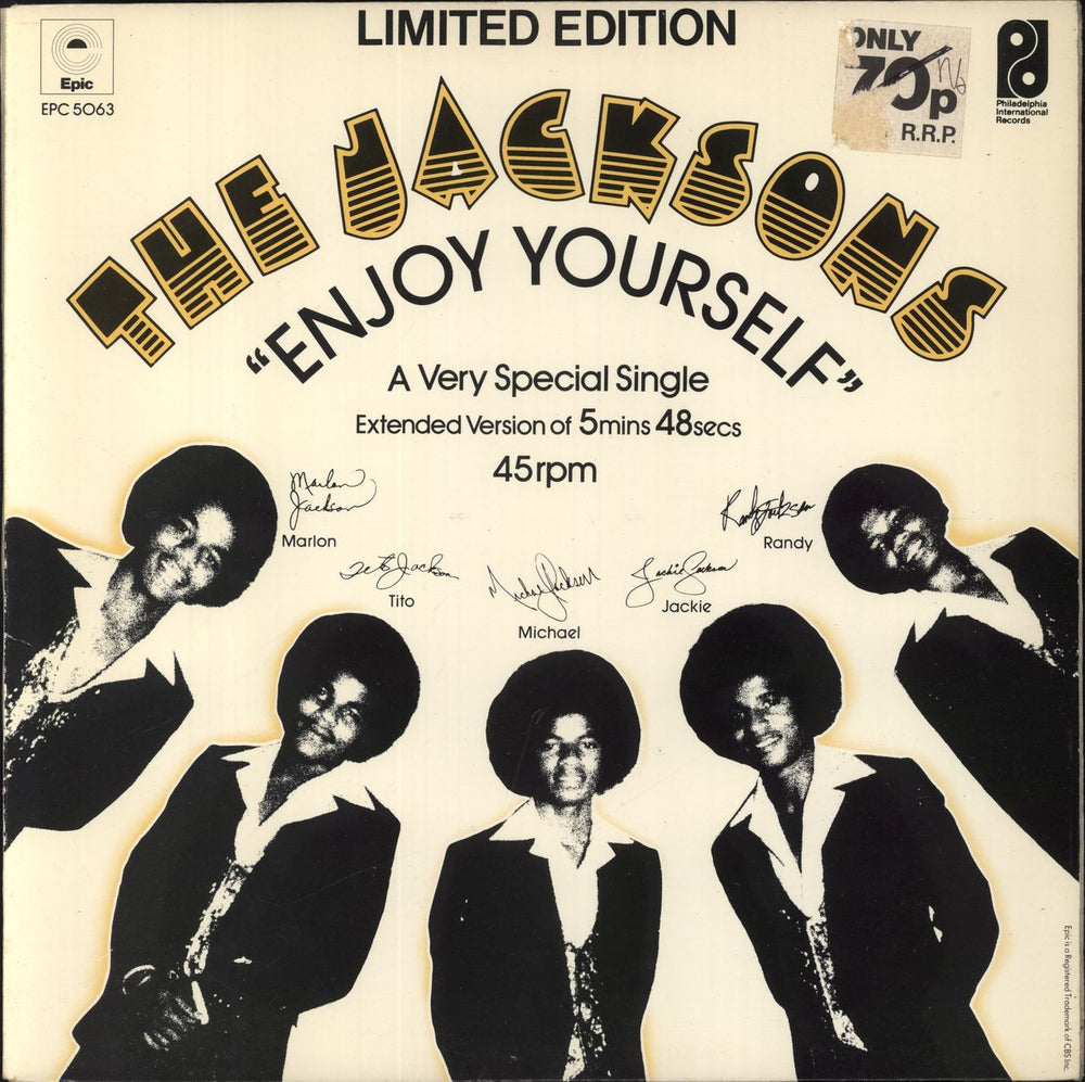 The Jackson Five Enjoy Yourself UK 12" vinyl single (12 inch record / Maxi-single) EPC5063