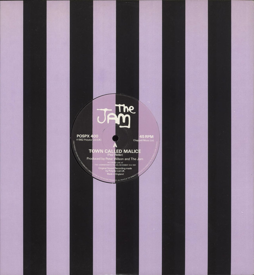 The Jam Town Called Malice - Live UK 12" vinyl single (12 inch record / Maxi-single) POSPX400