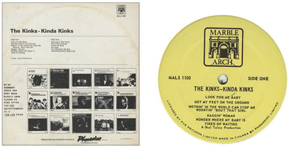 The Kinks Kinda Kinks Canadian vinyl LP album (LP record) KINLPKI398746