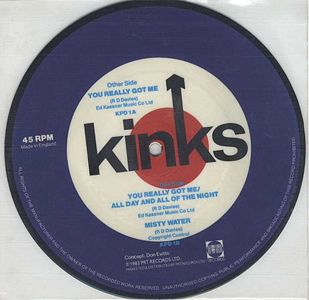 The Kinks You Really Got Me UK 7" vinyl picture disc (7 inch picture disc single) KIN7PYO80744