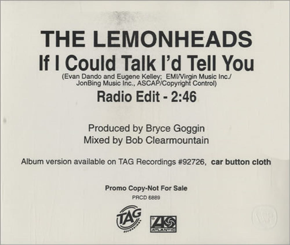 The Lemonheads If I Could Talk I'd Tell You US Promo CD single (CD5 / 5") LEMC5IF78833