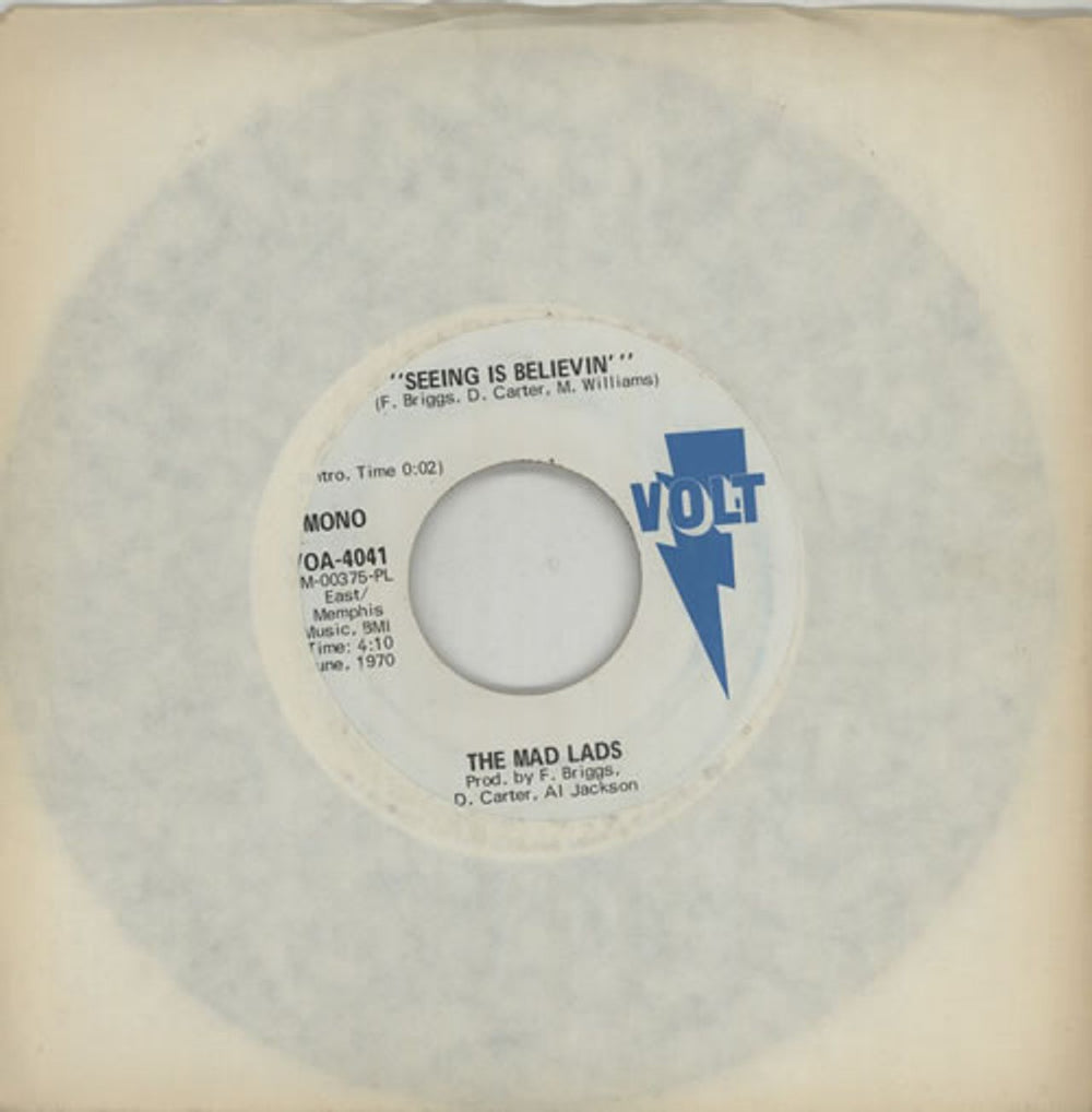 The Mad Lads (60s) Seeing Is Believing UK Promo 7" vinyl single (7 inch record / 45) VOA-4041