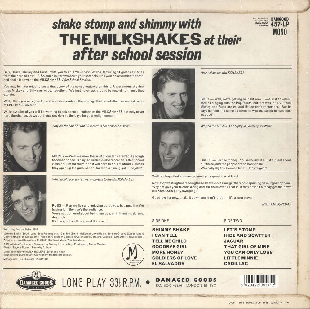 The Milkshakes After School Session + Shrink UK vinyl LP album (LP record) 5020422045712