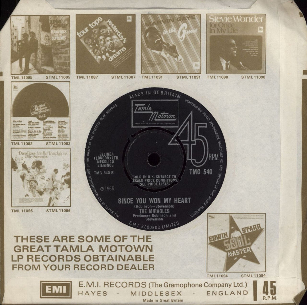 The Miracles My Girl Has Gone UK 7" vinyl single (7 inch record / 45)