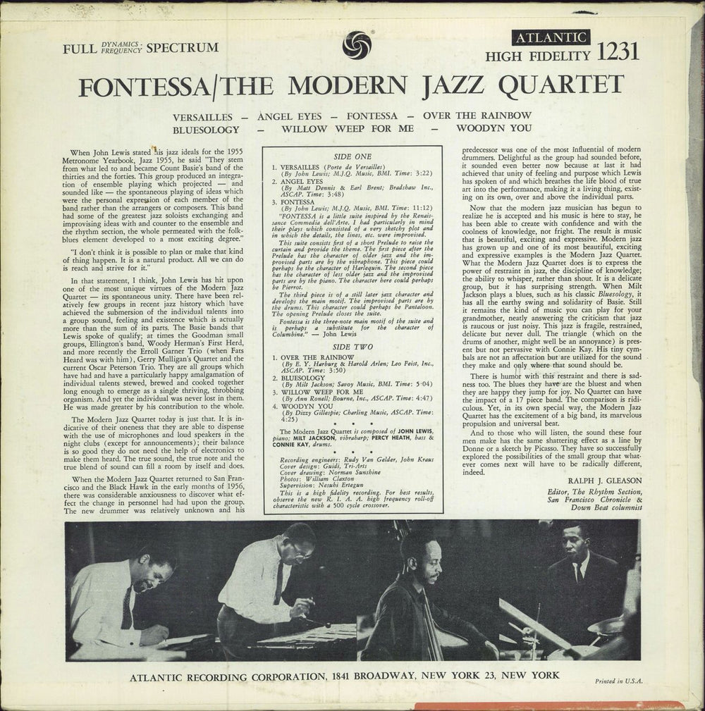 The Modern Jazz Quartet Fontessa US vinyl LP album (LP record)