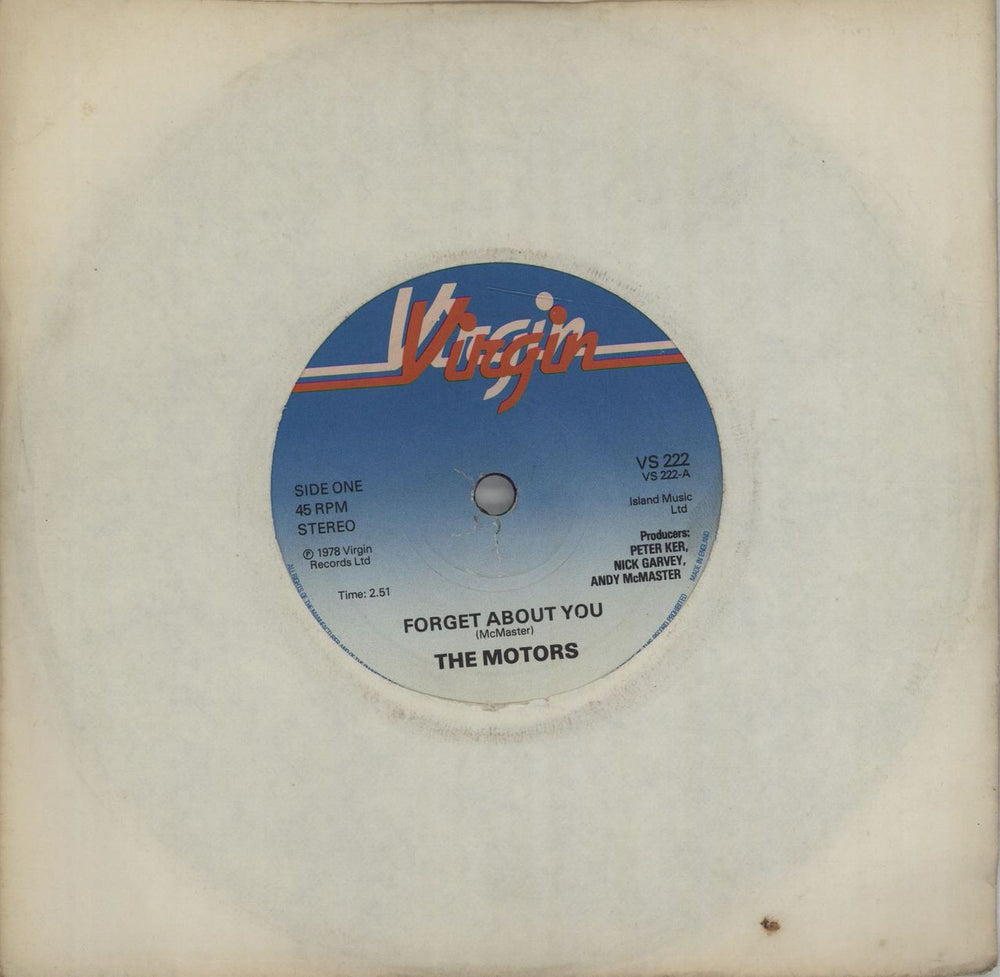 The Motors Forget About You - 1st UK 7" vinyl single (7 inch record / 45) VS222