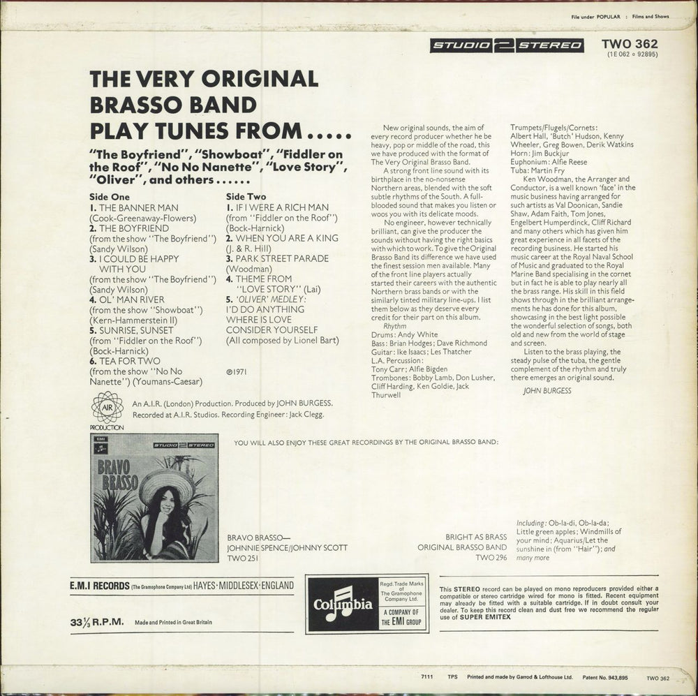 The Original Brasso Band Plays Tunes From..... UK vinyl LP album (LP record)