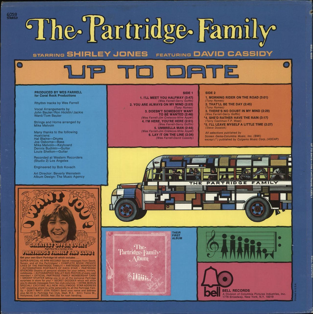 The Partridge Family Up To Date US vinyl LP album (LP record)