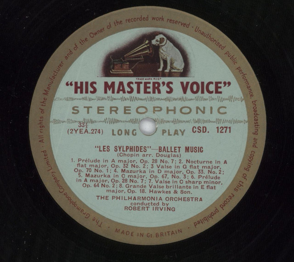 The Philharmonia Orchestra Schumann: Carnaval / Chopin: Les Sylphides - 1st UK vinyl LP album (LP record) UQ7LPSC814912