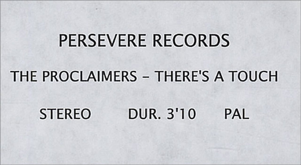 The Proclaimers There's A Touch UK Promo video (VHS or PAL or NTSC) PROMO VIDEO