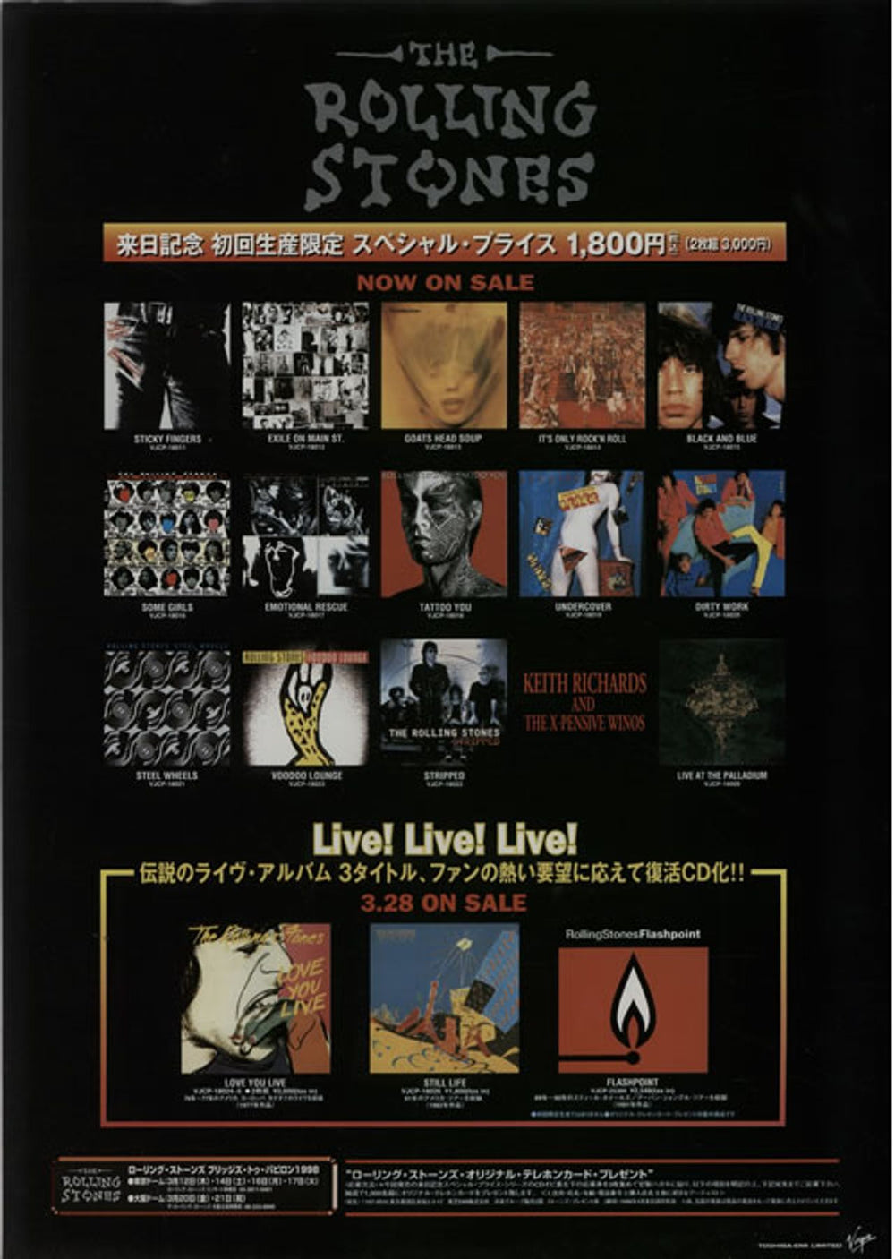 The Rolling Stones Bridges To Babylon - Tour & Video Flyers Japanese Promo handbill PROMOTIONAL HANDBILLS