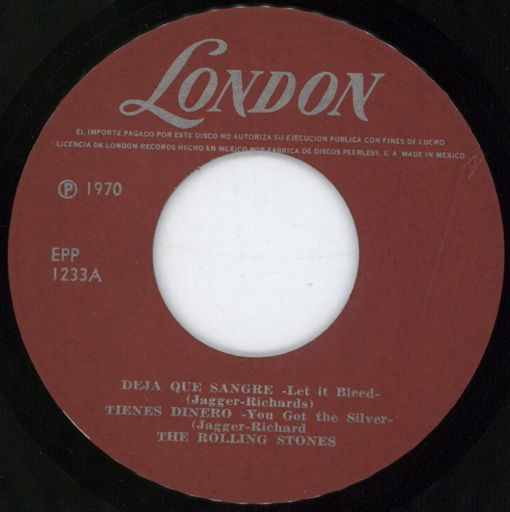 The Rolling Stones Deja Que Sangre - 3RD Mexican 7" vinyl single (7 inch record / 45) ROL07DE170655