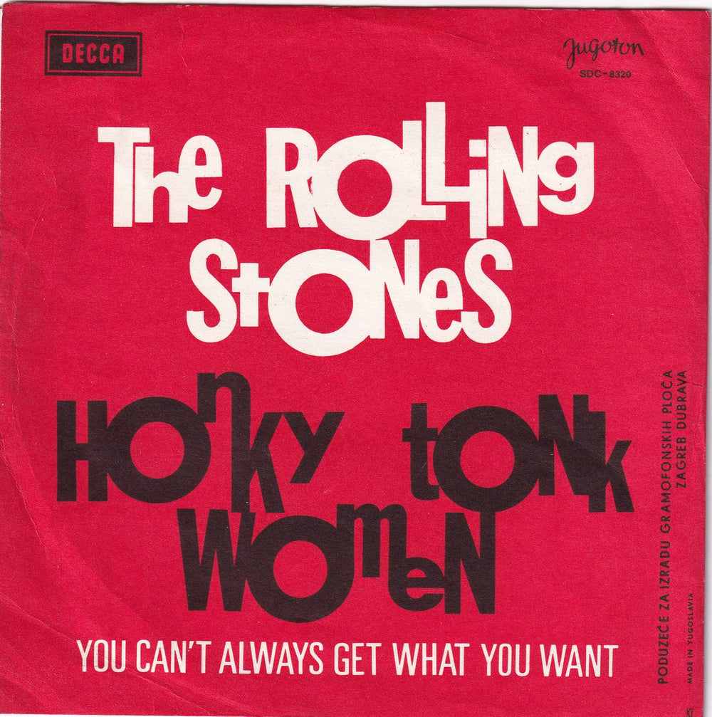 The Rolling Stones Honky Tonk Woman Yugoslavian 7" vinyl single (7 inch record / 45) ROL07HO87446