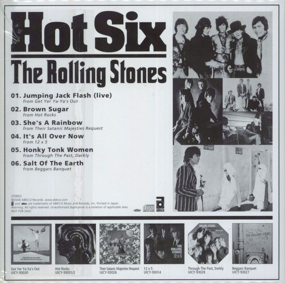 The Rolling Stones Hot Six Sampler Japanese Promo CD single (CD5 / 5")