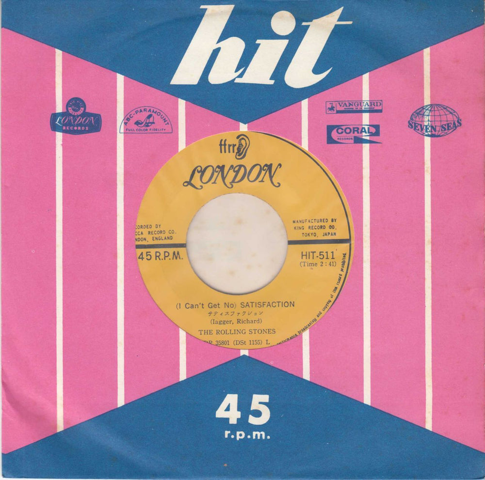 The Rolling Stones (I Can't Get No) Satisfaction Japanese 7" vinyl single (7 inch record / 45) ROL07IC88513