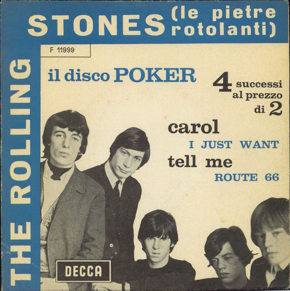 The Rolling Stones Il Disco Poker - Blue Border, White Artst & Blue Titles Italian 7" vinyl single (7 inch record / 45) F11999