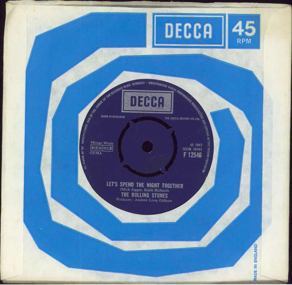 The Rolling Stones Let's Spend The Night Together - 2nd UK 7" vinyl single (7 inch record / 45) F12546