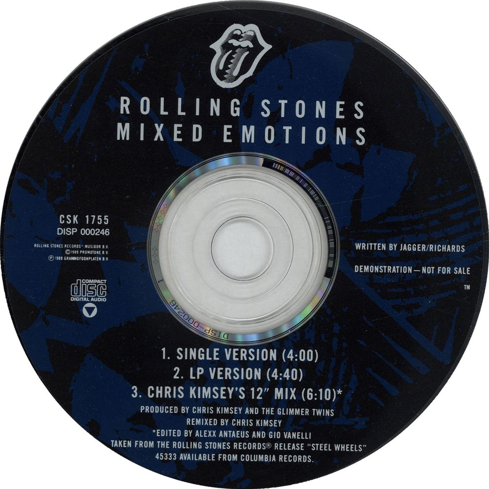 The Rolling Stones Mixed Emotions US Promo CD single (CD5 / 5")