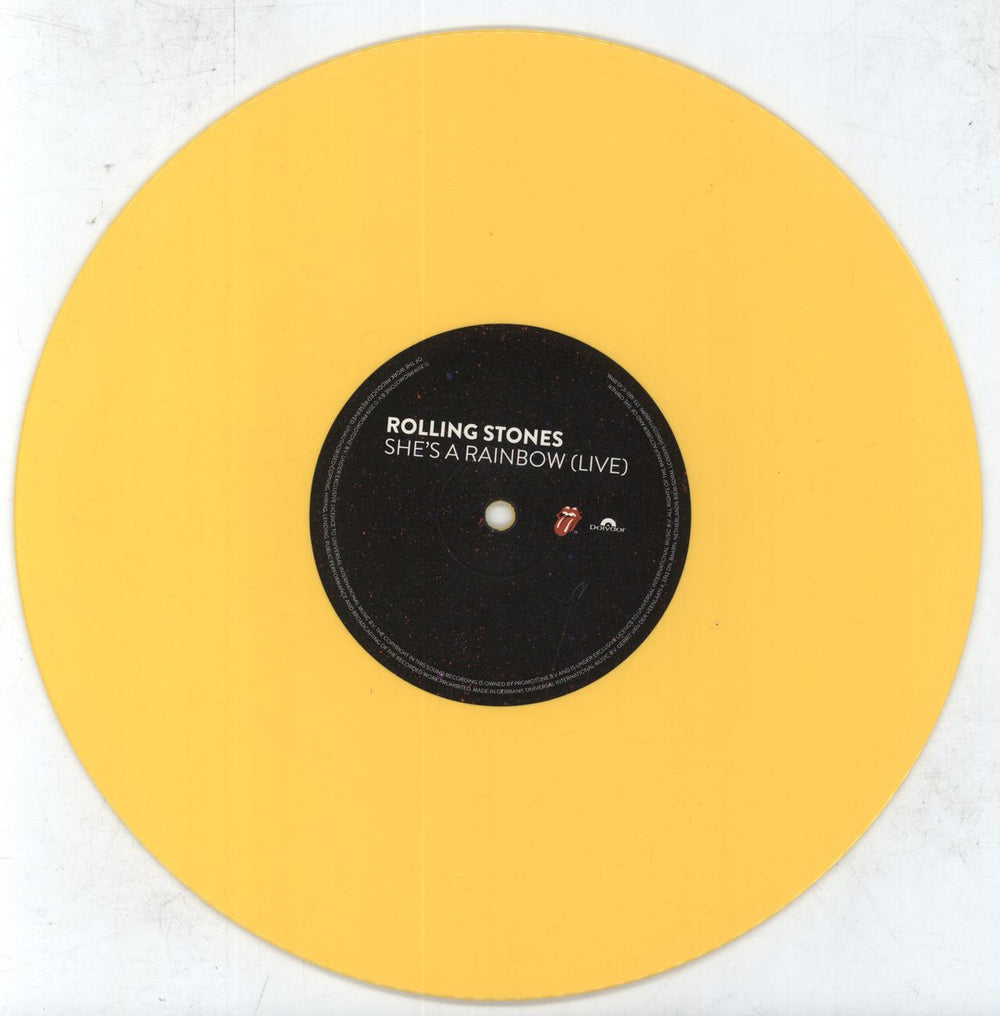 The Rolling Stones She's A Rainbow - RSD19 - Yellow Vinyl UK 10" vinyl single (10 inch record) ROL10SH800611