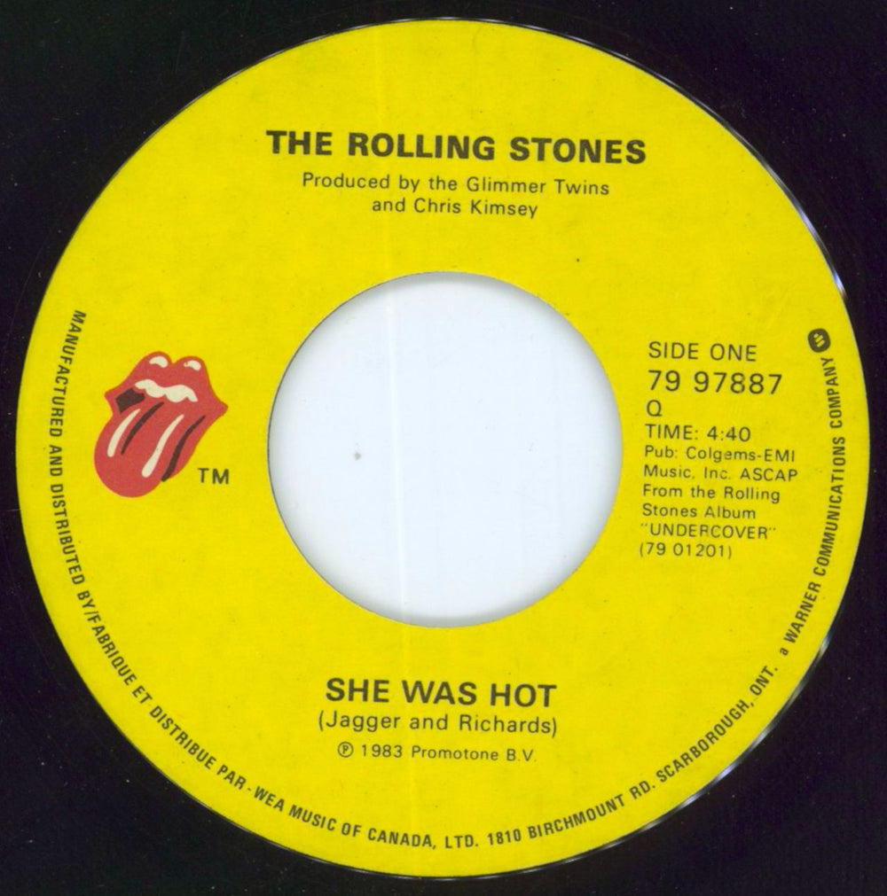 The Rolling Stones She Was Hot Canadian 7" vinyl single (7 inch record / 45) ROL07SH800739