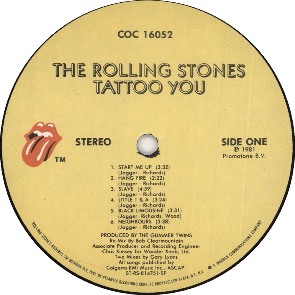 The Rolling Stones Tattoo You US vinyl LP album (LP record) ROLLPTA713260