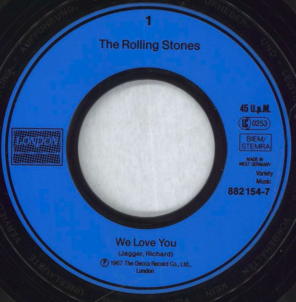 The Rolling Stones We Love You German 7" vinyl single (7 inch record / 45) ROL07WE825975