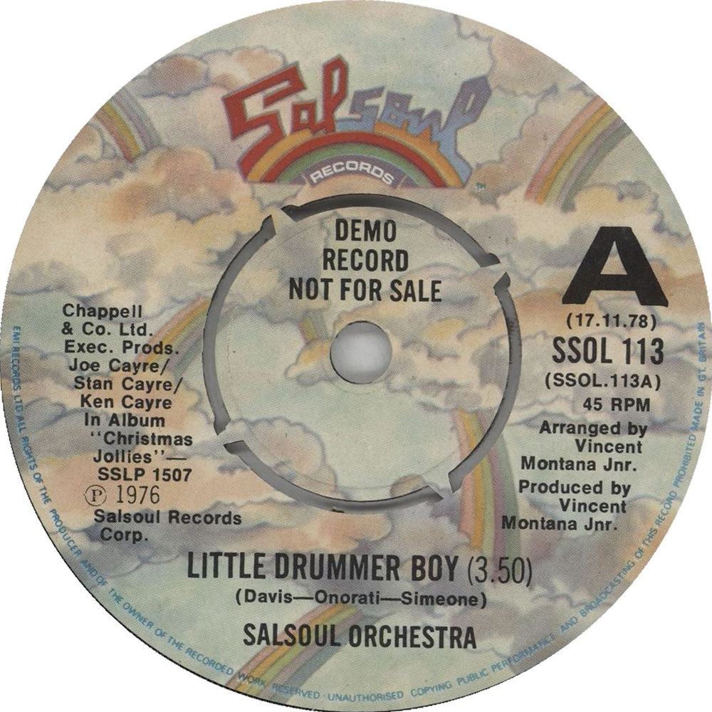 The Salsoul Orchestra Little Drummer Boy UK Promo 7" vinyl single (7 inch record / 45) SSOL113