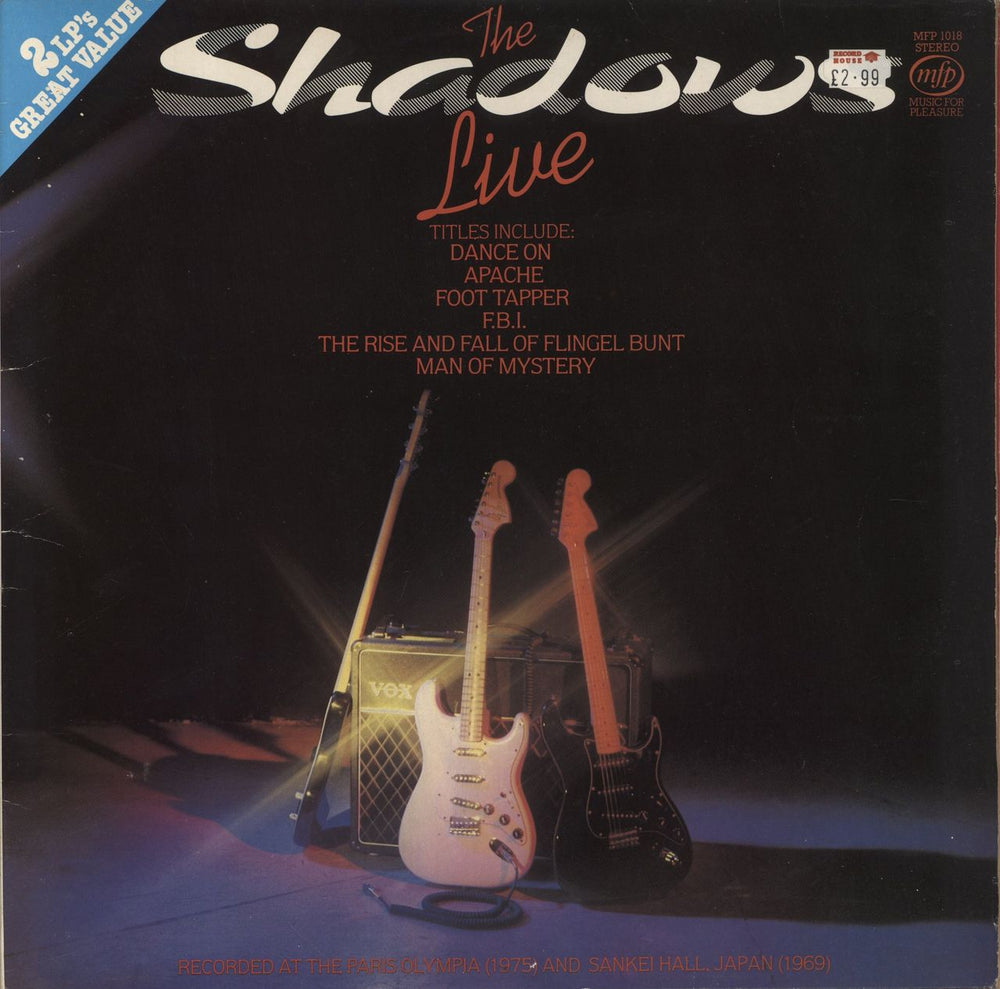 The Shadows The Shadows Live - Gatefold Sleeve UK 2-LP vinyl record set (Double LP Album) MFP1018