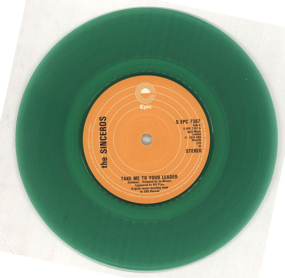 The Sinceros Take Me To Your Leader - Green vinyl UK Promo 7" vinyl single (7 inch record / 45) SEPC7367