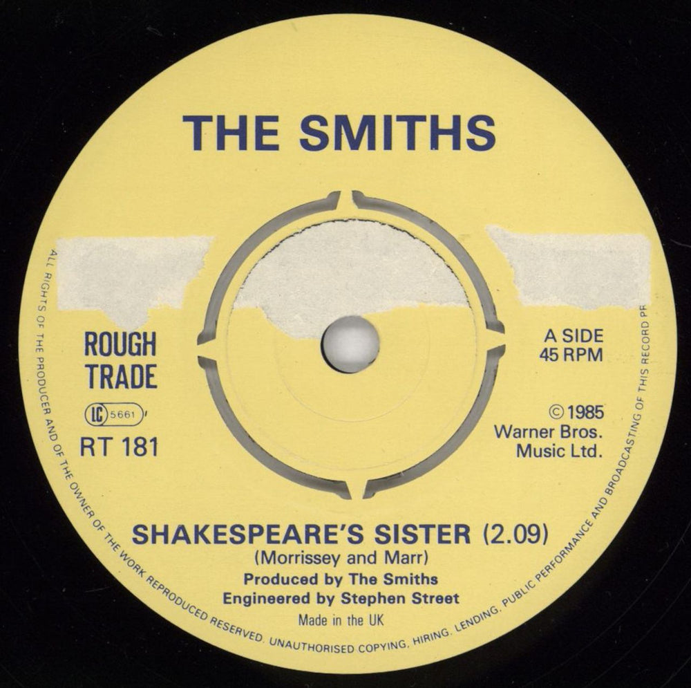 The Smiths Shakespeare's Sister - 4-prong - EX UK 7" vinyl single (7 inch record / 45) SMI07SH772224