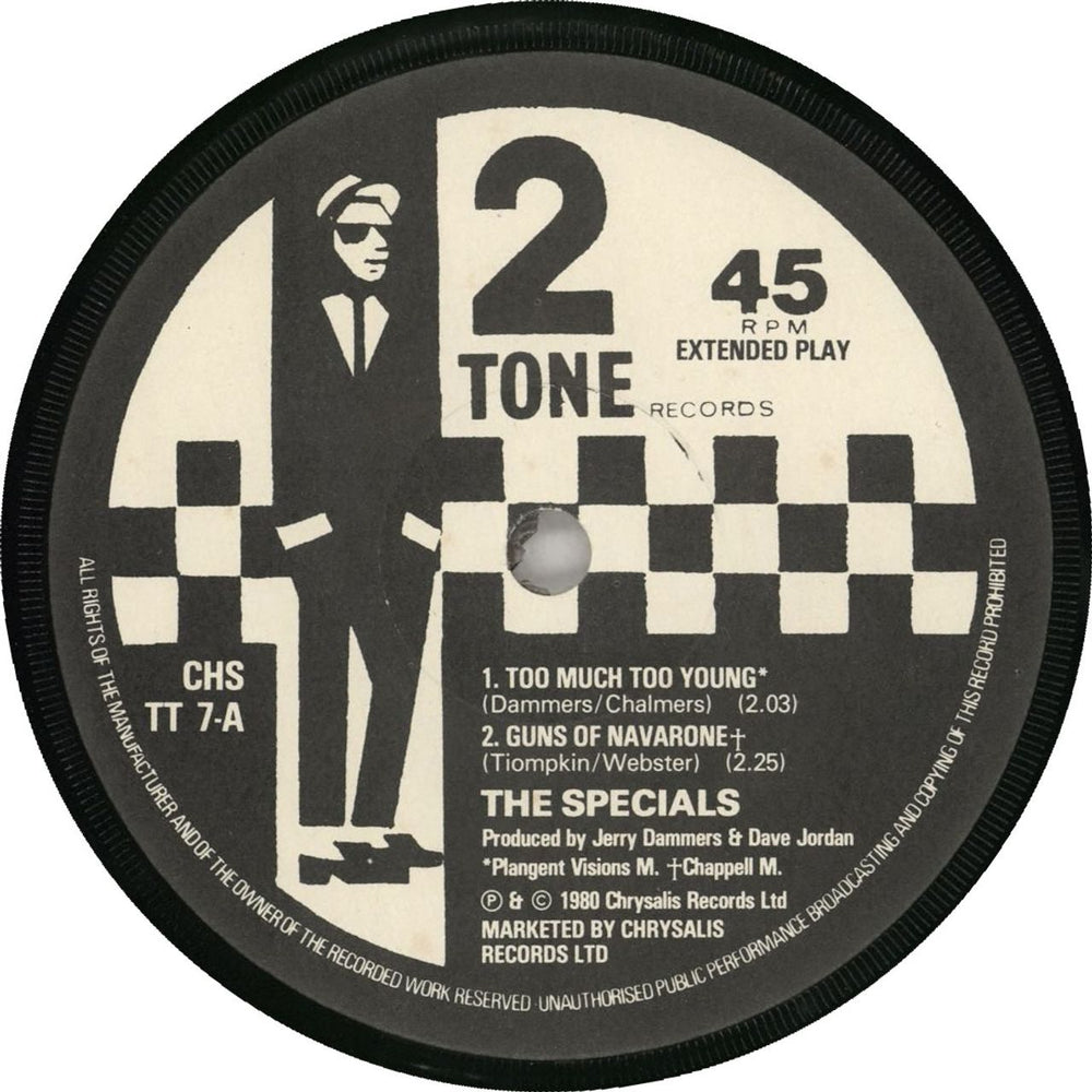 The Specials Too Much Too Young EP - P/S - Paper Label UK 7" vinyl single (7 inch record / 45) SPE07TO651770