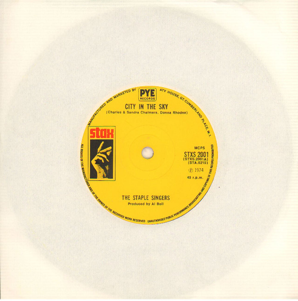 The Staple Singers City In The Sky UK 7" vinyl single (7 inch record / 45) STAX2001