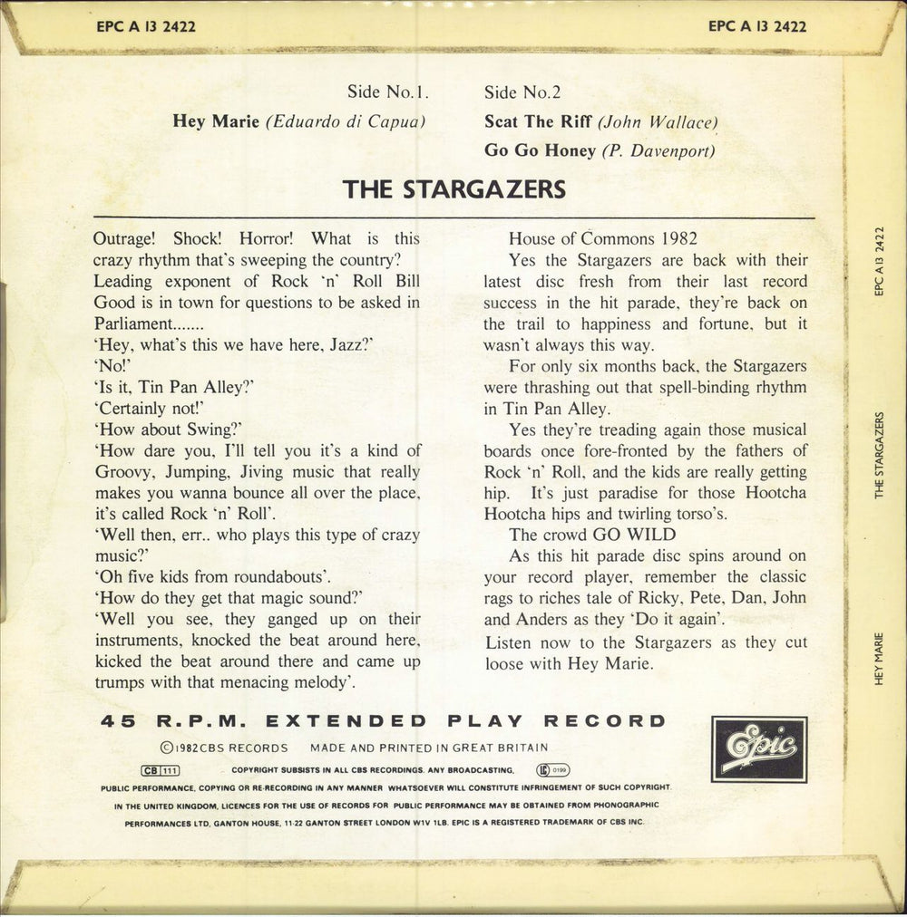 The Stargazers Hey Marie UK 10" vinyl single (10 inch record)