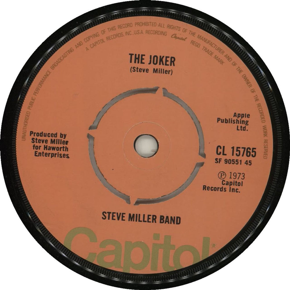 The Steve Miller Band The Joker - 2nd UK 7" vinyl single (7 inch record / 45) CL15765