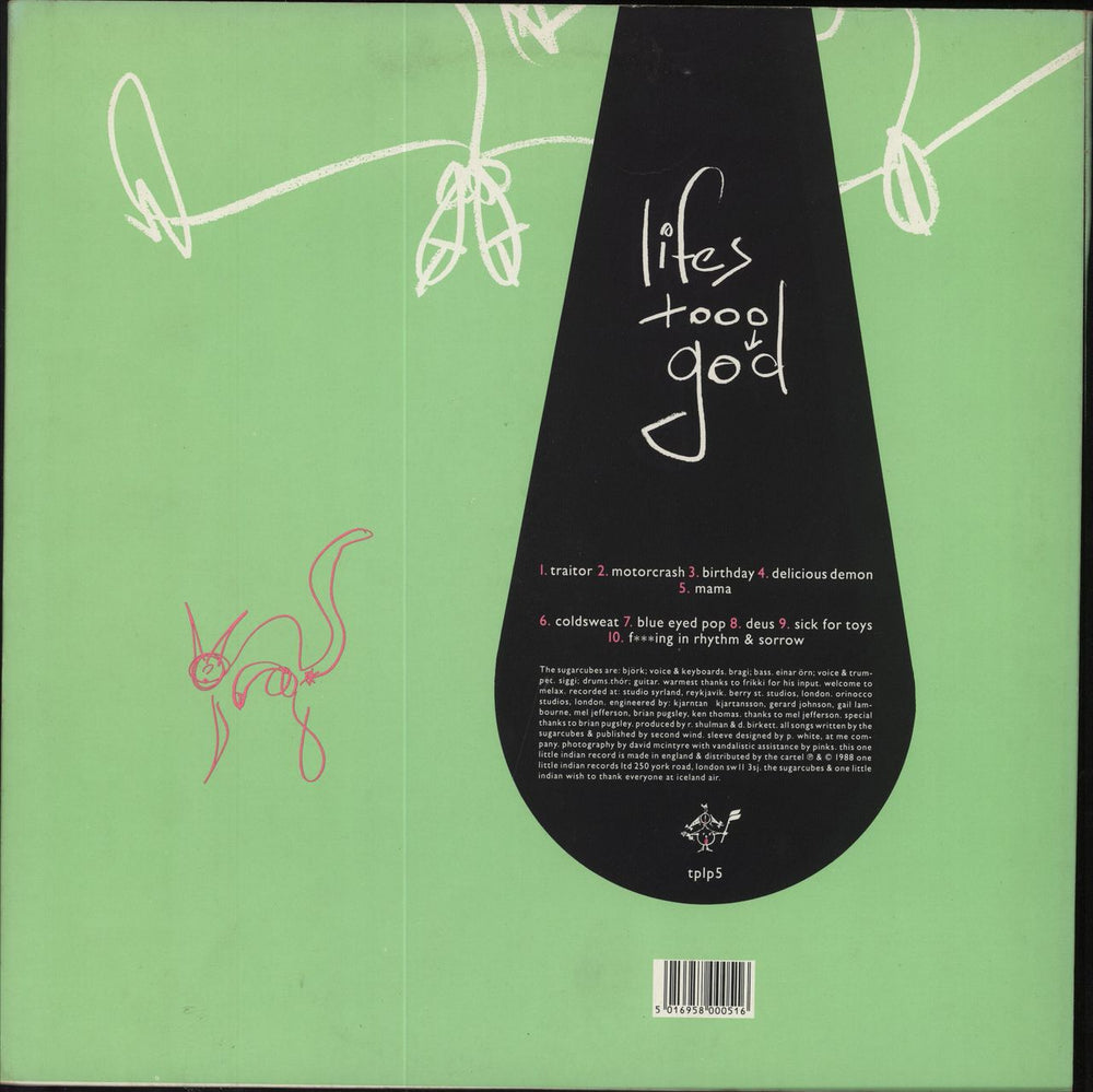 The Sugarcubes Life's Too Good - Green Sleeve - EX UK vinyl LP album (LP record) 5016958000516