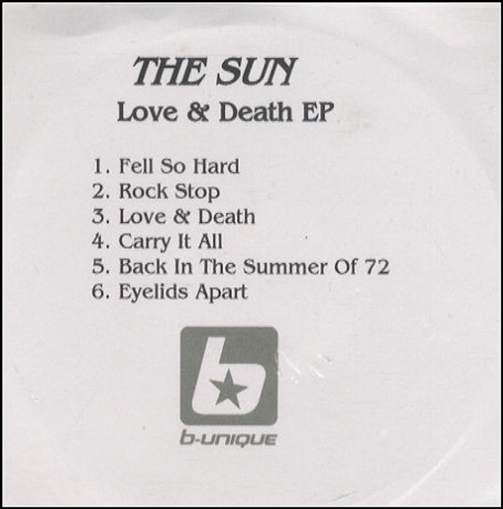 The Sun Love & Death E.P. UK Promo CD-R acetate CD-R ACETATE