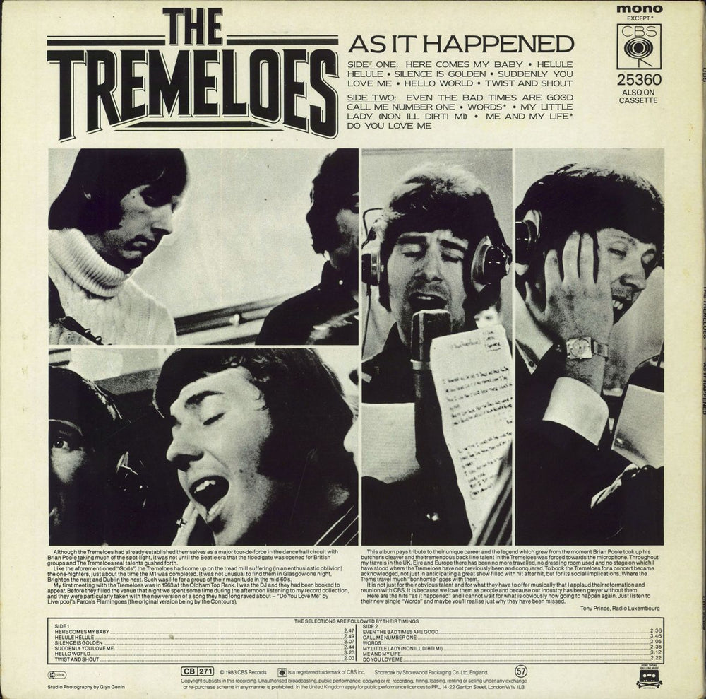 The Tremeloes As It Happened UK vinyl LP album (LP record)