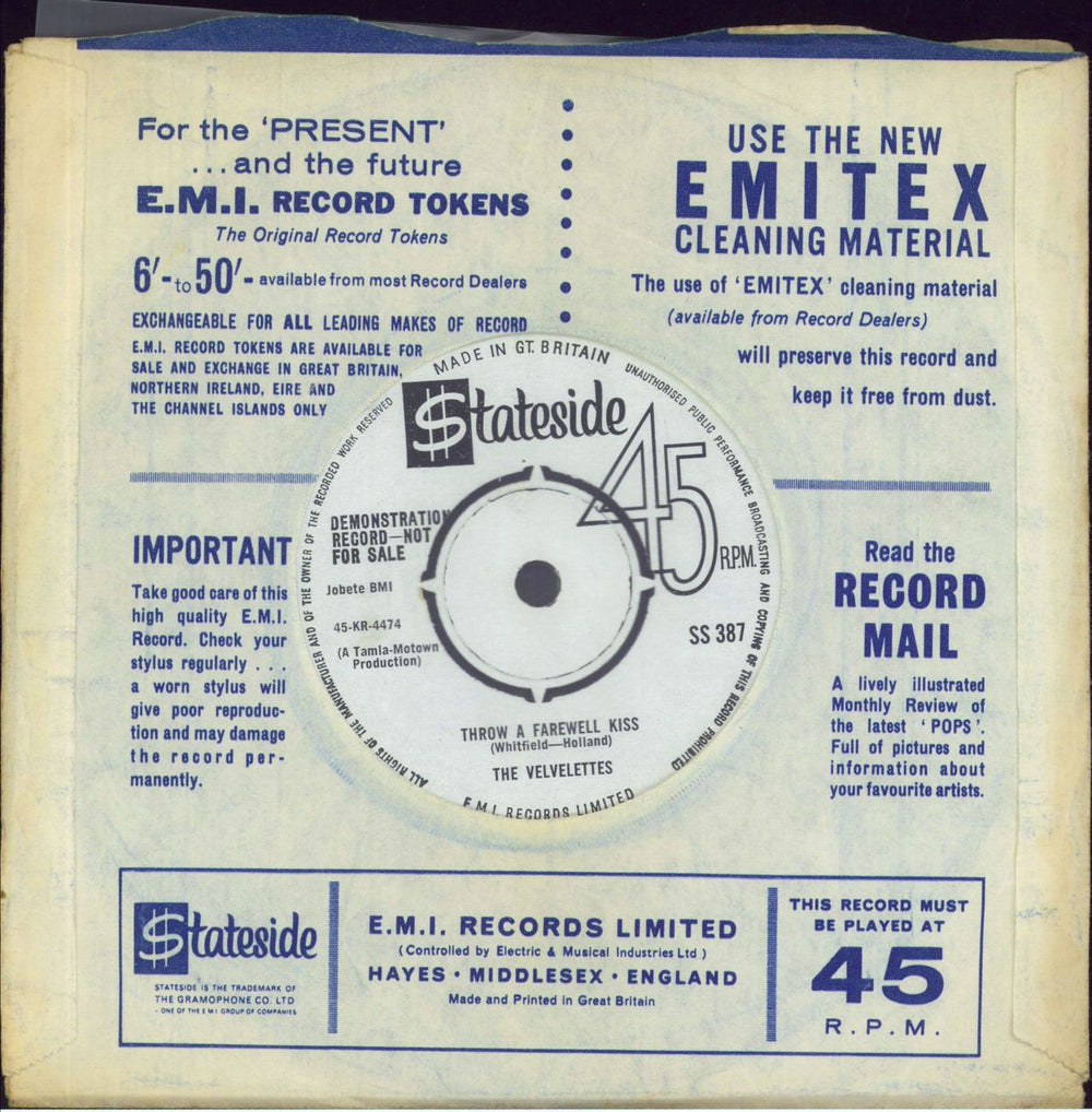 The Velvelettes He Was Really Sayin' Somethin' - Demo UK 7" vinyl single (7 inch record / 45)