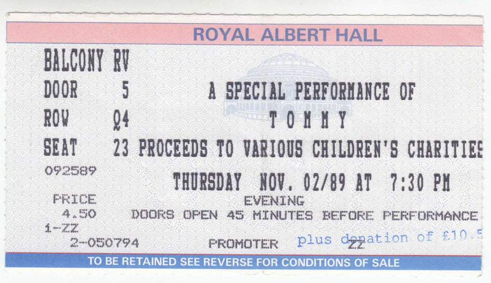 The Who Tommy + Ticket Stub UK tour programme WHOTRTO404312