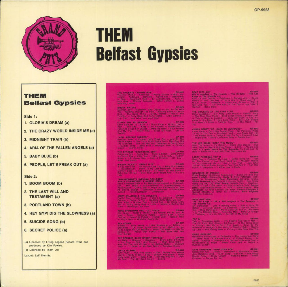 Them Belfast Gypsies Swedish vinyl LP album (LP record)