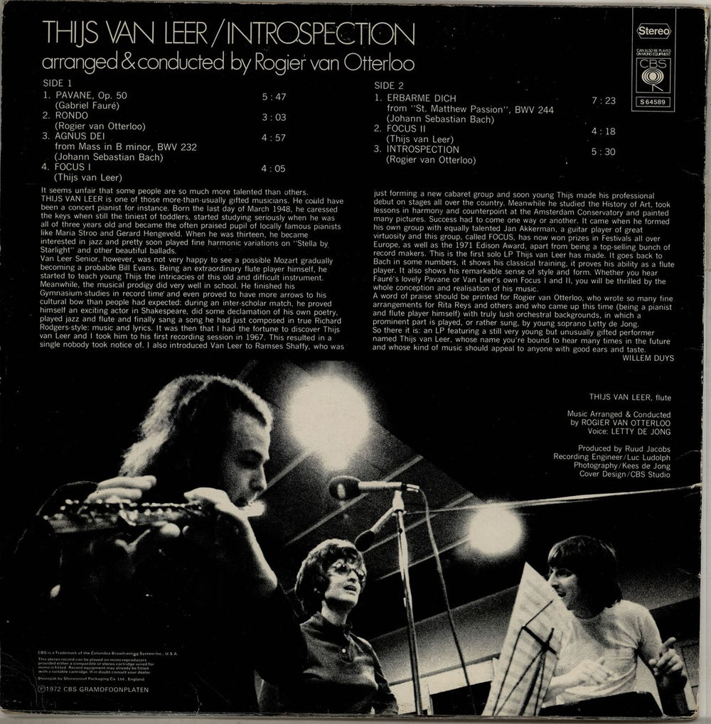 Thijs Van Leer Introspection Dutch vinyl LP album (LP record)