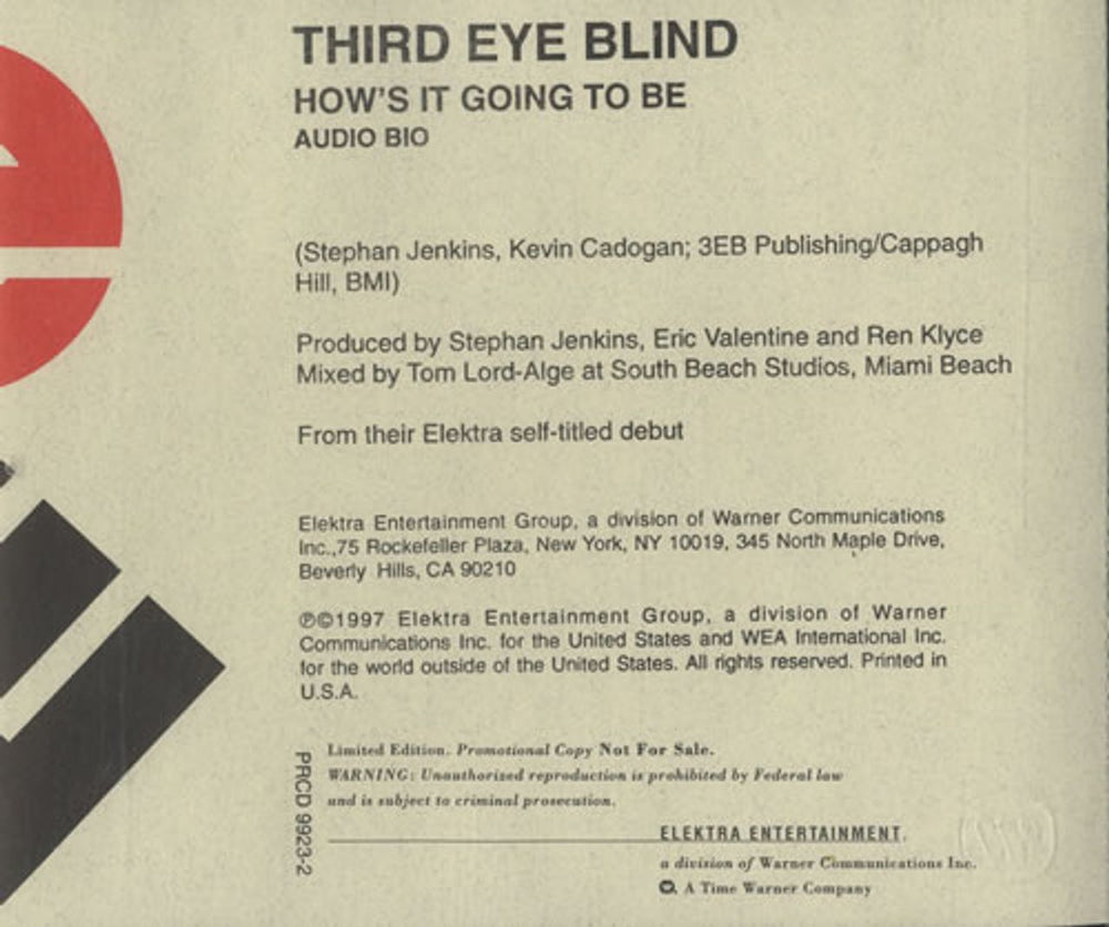 Third Eye Blind How's It Going To Be US Promo CD single (CD5 / 5") PRCD9923-2