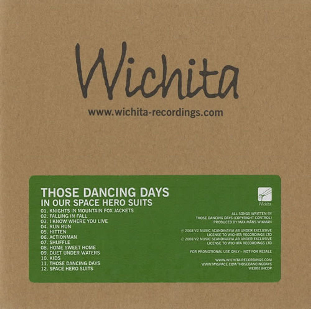 Those Dancing Days In Our Space Hero Suits UK Promo CD album (CDLP) WEBB184CDP